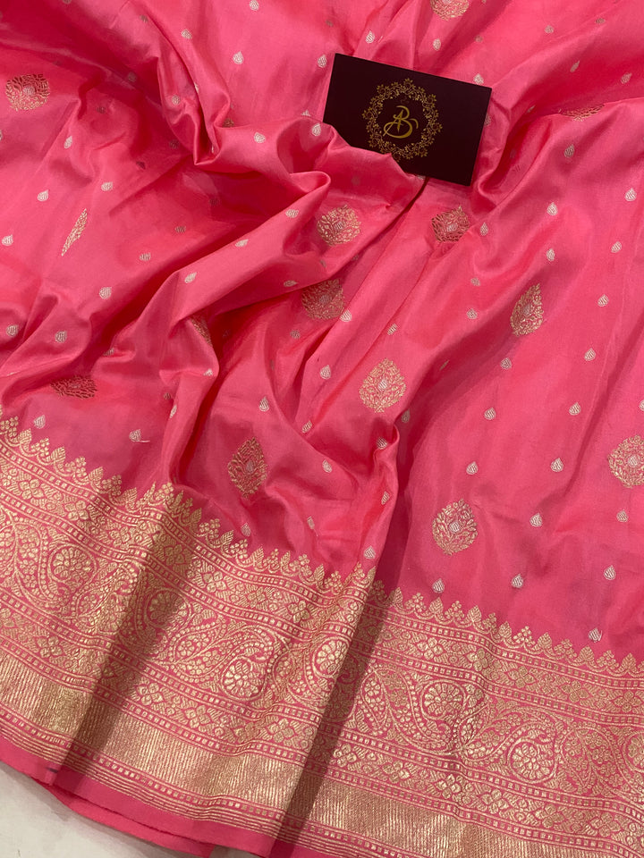Baby Pink Pure Banarasi Handloom Katan Silk Saree