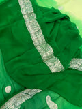 Green Khaddi Chiffon Banarasi Handloom Saree