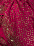 Rani Pink Pure Banarasi Khaddi Crepe Silk Saree