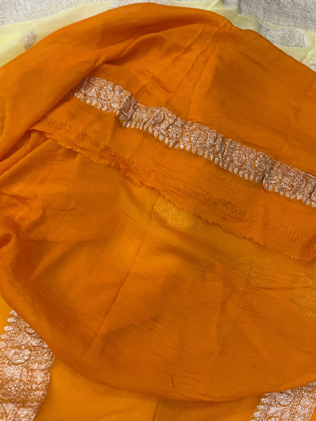 Yellow Khaddi Chiffon Banarasi Handloom Saree - Aura Benaras