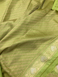 Pista Green Sona Roopa Jaal Handloom Pure Katan Silk Saree - Aura Benaras