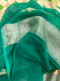 Green Rangkaat Banarasi Handloom Pure Khaddi Georgette Silk Saree - Aura Benaras
