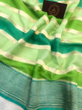 Green Rangkat Banarasi Handloom Pure Khaddi Georgette Silk Saree - Aura Benaras