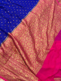 Royal Blue Banarasi Handloom Pure Khaddi Georgette Saree - Aura Benaras