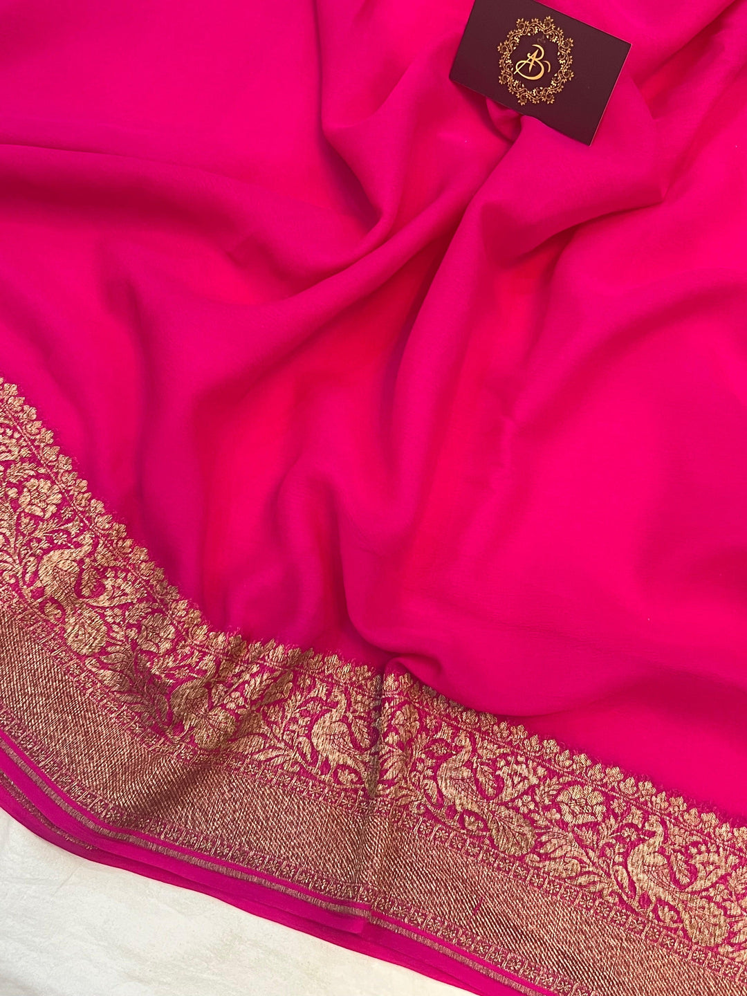 Rani Pink Pure Banarasi Khaddi Georgette Saree - Aura Benaras