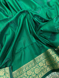 Mehendi Green Banarasi Handloom Soft Silk Saree