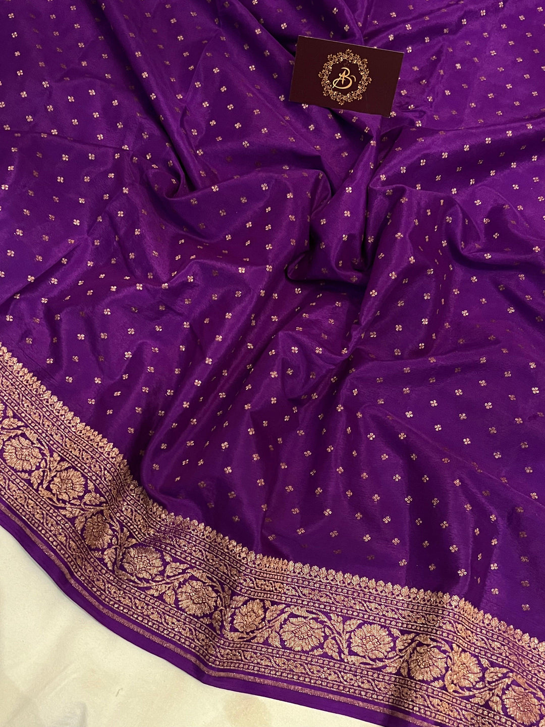 Purple Pure Banarasi Khaddi Crepe Silk Saree - Aura Benaras