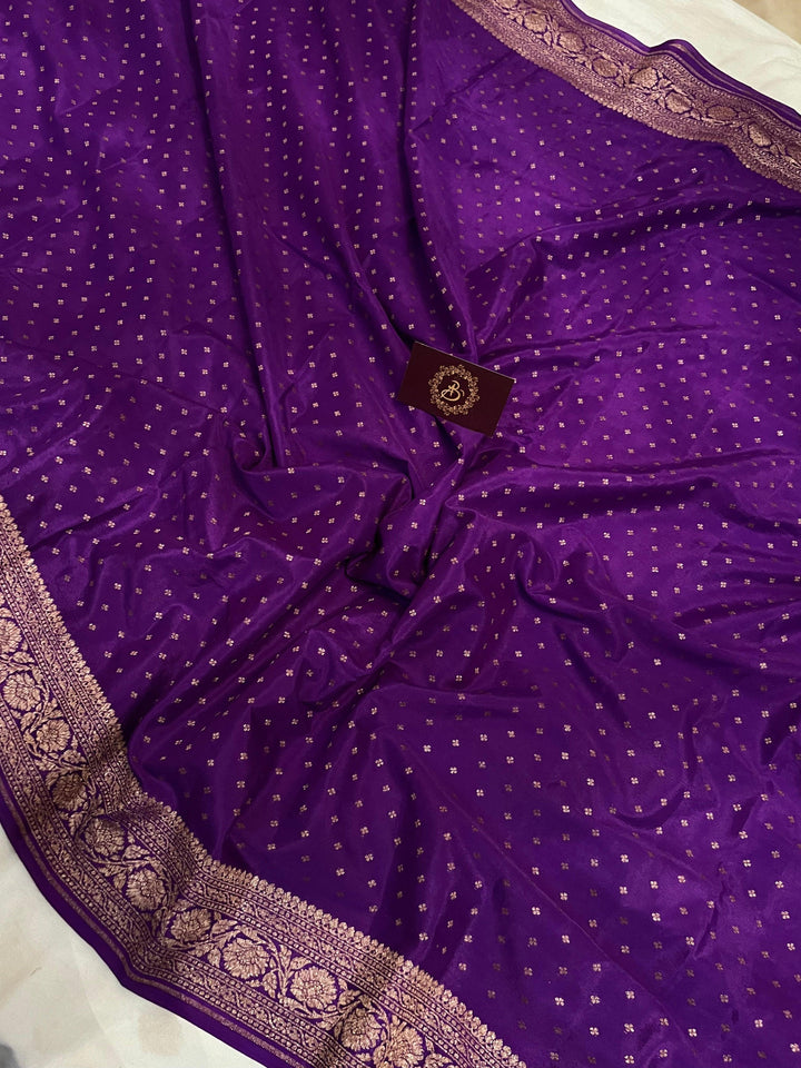 Purple Pure Banarasi Khaddi Crepe Silk Saree - Aura Benaras