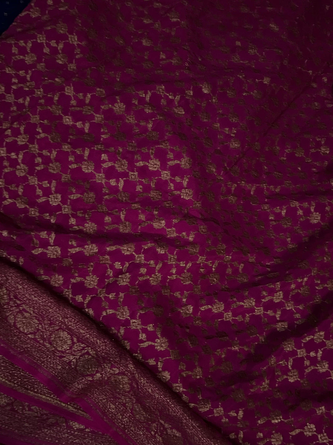 Royal Blue Pure Banarasi Khaddi Crepe Silk Saree - Aura Benaras