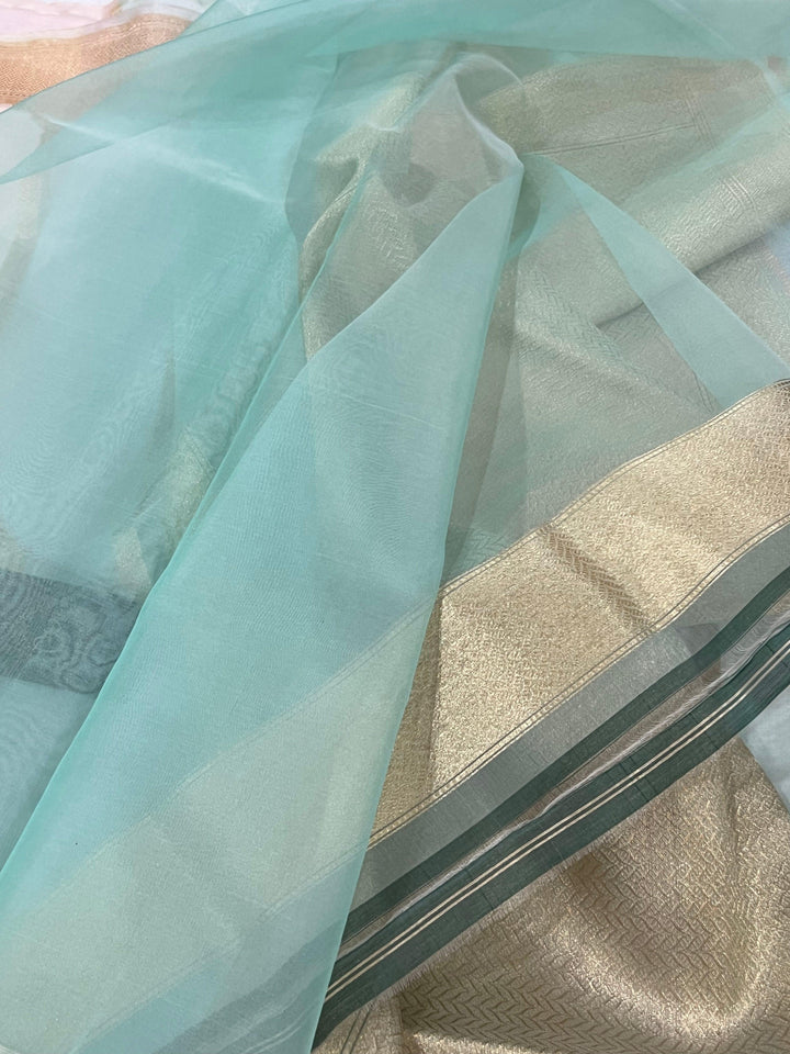 Rangkaat Pure Banarasi Handloom Kora Silk Saree - Aura Benaras