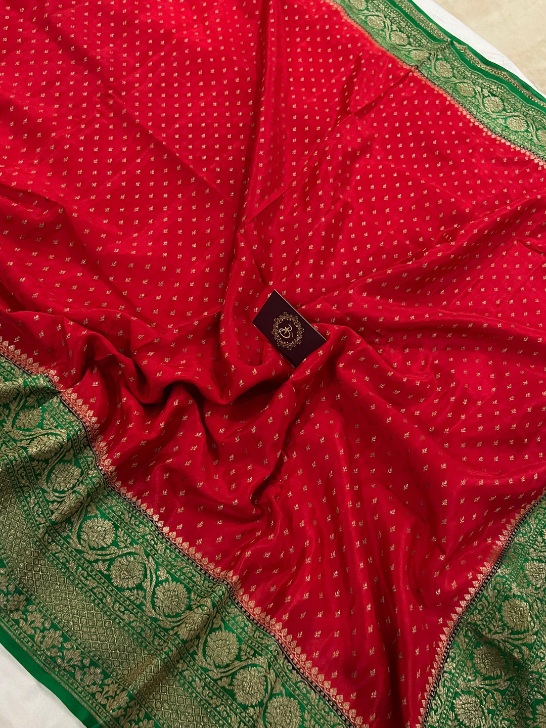 Red Pure Banarasi Khaddi Crepe Silk Saree - Aura Benaras