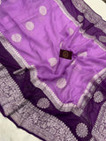 Lilac Buta Banarasi Khaddi Chiffon Georgette Saree - Aura Benaras