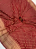 Maroon Pure Banarasi Khaddi Georgette Saree - Aura Benaras