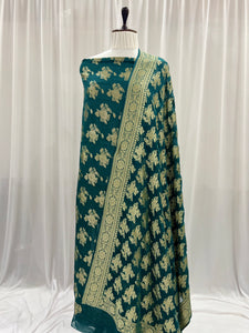 Sapphire Green Banarasi Khaddi Georgette Suit - Aura Benaras