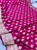 Hot Pink Satin Silk Anushka Buti Banarasi Handloom Saree