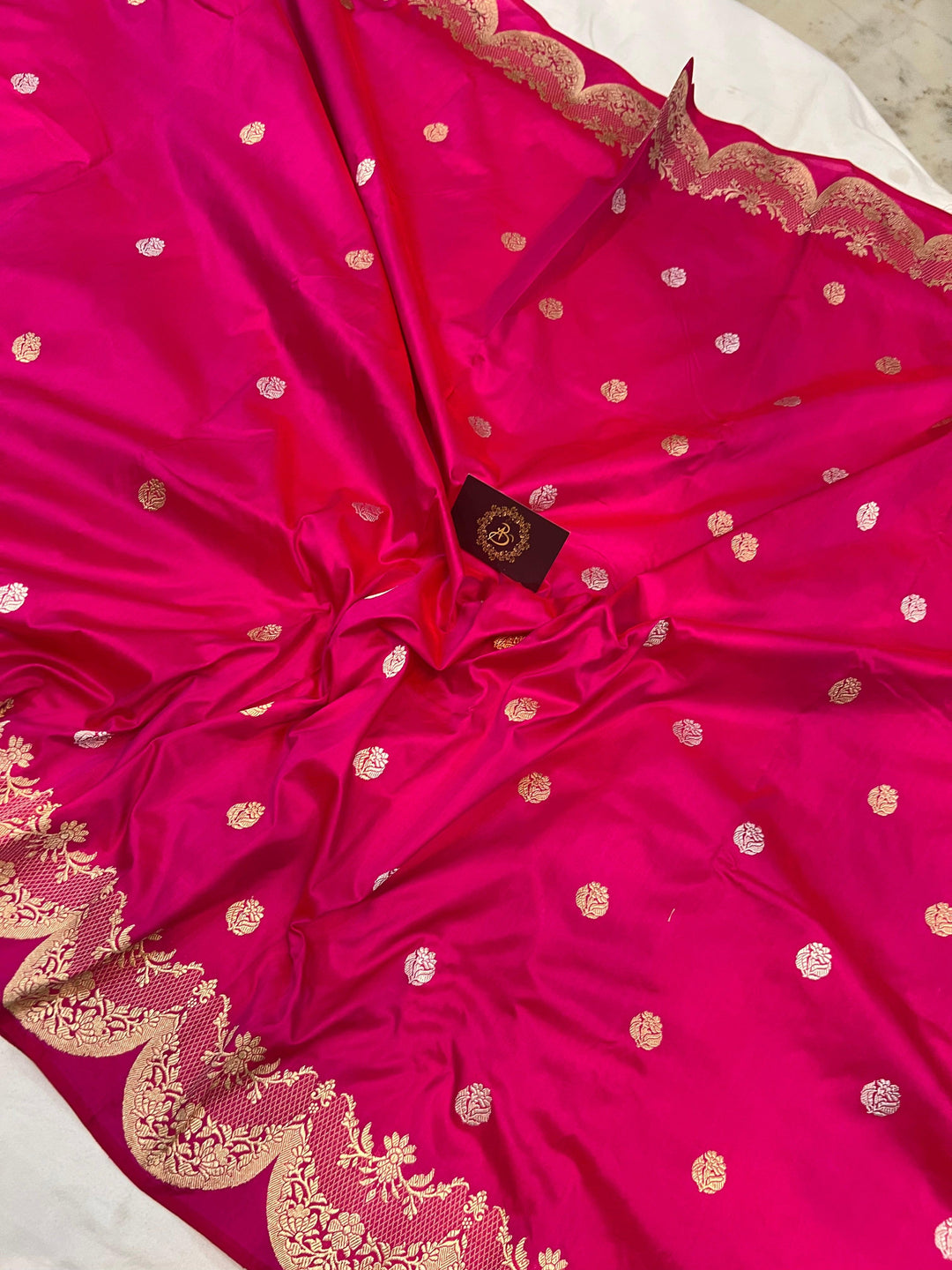 Rani Pink Banarasi Handloom Katan Silk Saree - Aura Benaras