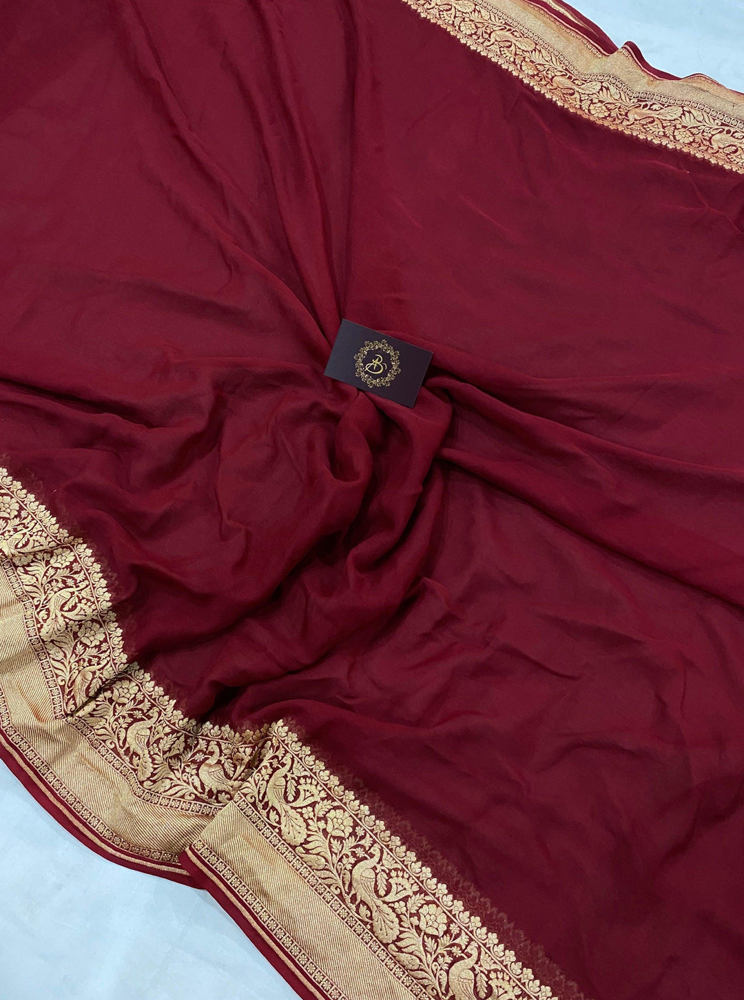Maroon Pure Banarasi Khaddi Georgette Saree
