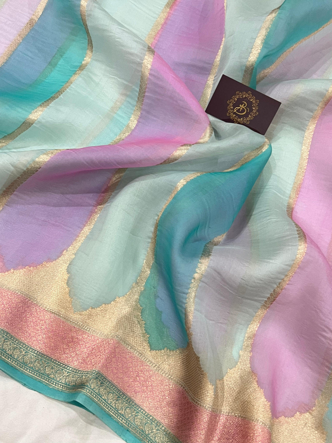 Blue Rangkaat Pure Banarasi Handloom Kora Silk Saree - Aura Benaras