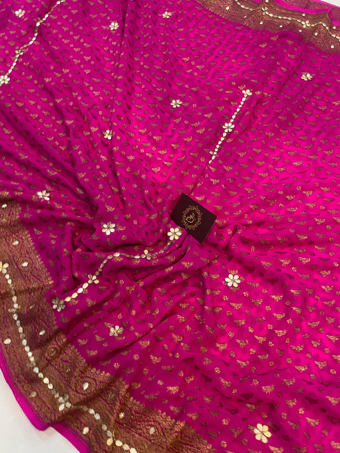 Pink Zardozi Pure Banarasi Khaddi Georgette Saree - Aura Benaras