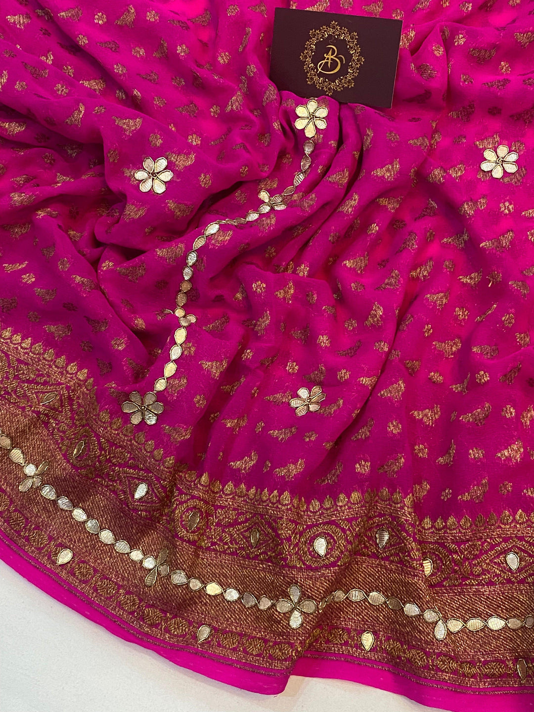 Pink Zardozi Pure Banarasi Khaddi Georgette Saree - Aura Benaras