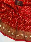 Red Pure Banarasi Khaddi Georgette Saree - Aura Benaras