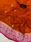 Orange Khaddi Chiffon Banarasi Handloom Saree - Aura Benaras