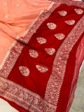 Peach Khaddi Chiffon Banarasi Handloom Saree - Aura Benaras