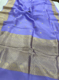 Lilac Banarasi Handloom Kora Silk Saree - Aura Benaras