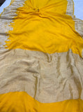 Yellow Banarasi Handloom Khaddi Georgette Saree - Aura Benaras