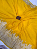 Yellow Banarasi Handloom Khaddi Georgette Saree