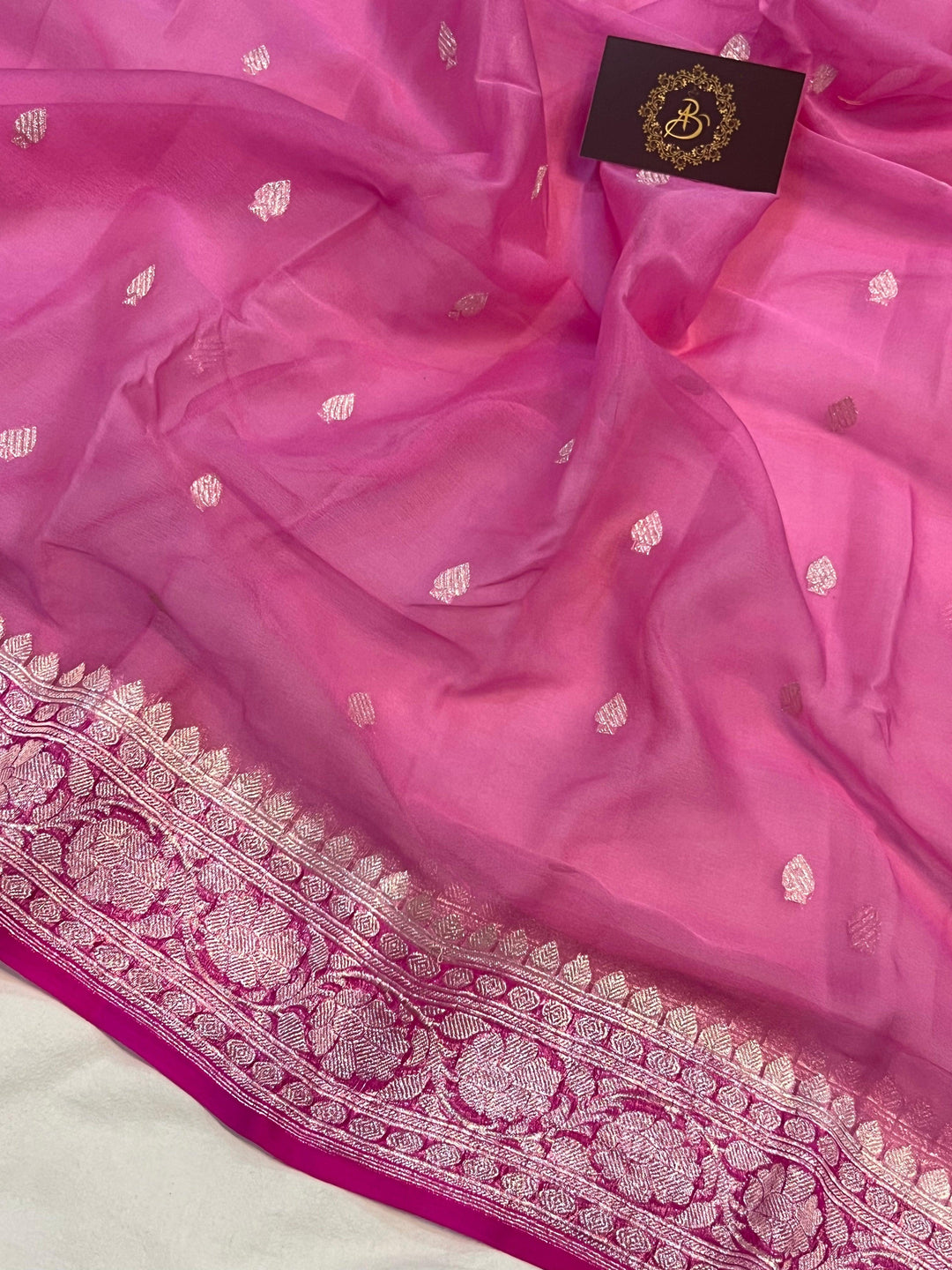 Pastel Mauve Pure Banarasi Khaddi Chiffon Saree - Aura Benaras