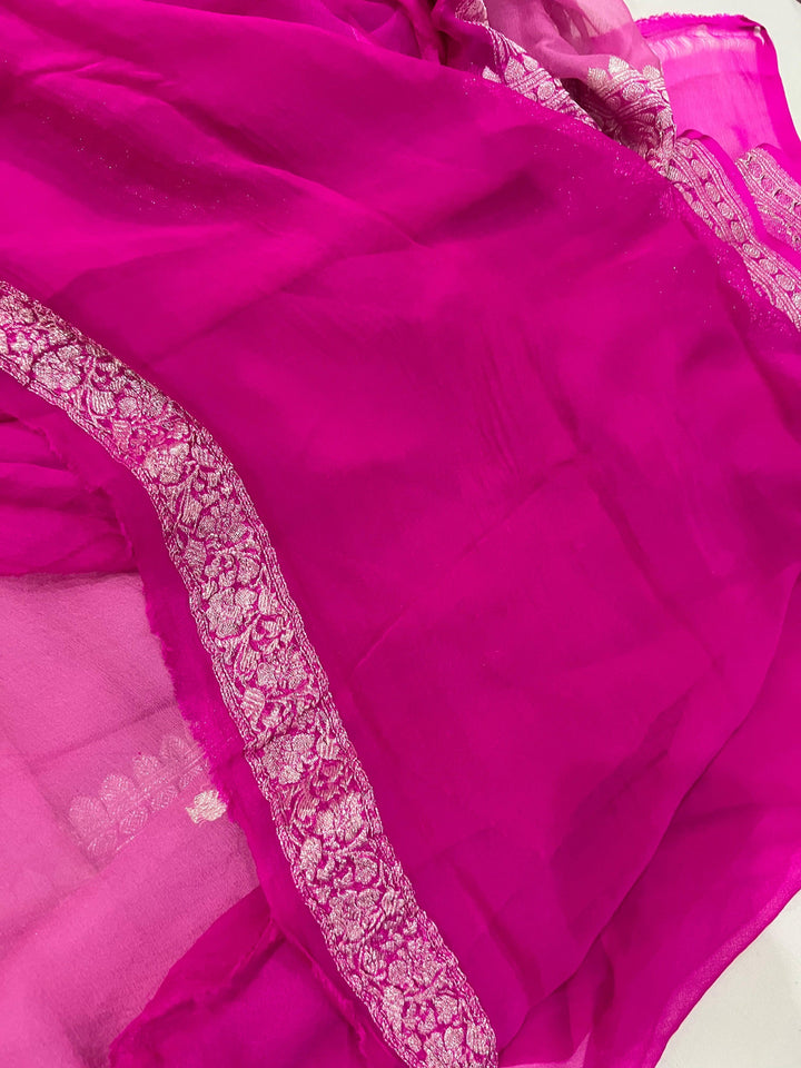 Pastel Mauve Pure Banarasi Khaddi Chiffon Saree - Aura Benaras