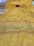 Pastel Yellow Banarasi Handloom Semi Tissue Silk Saree - Aura Benaras