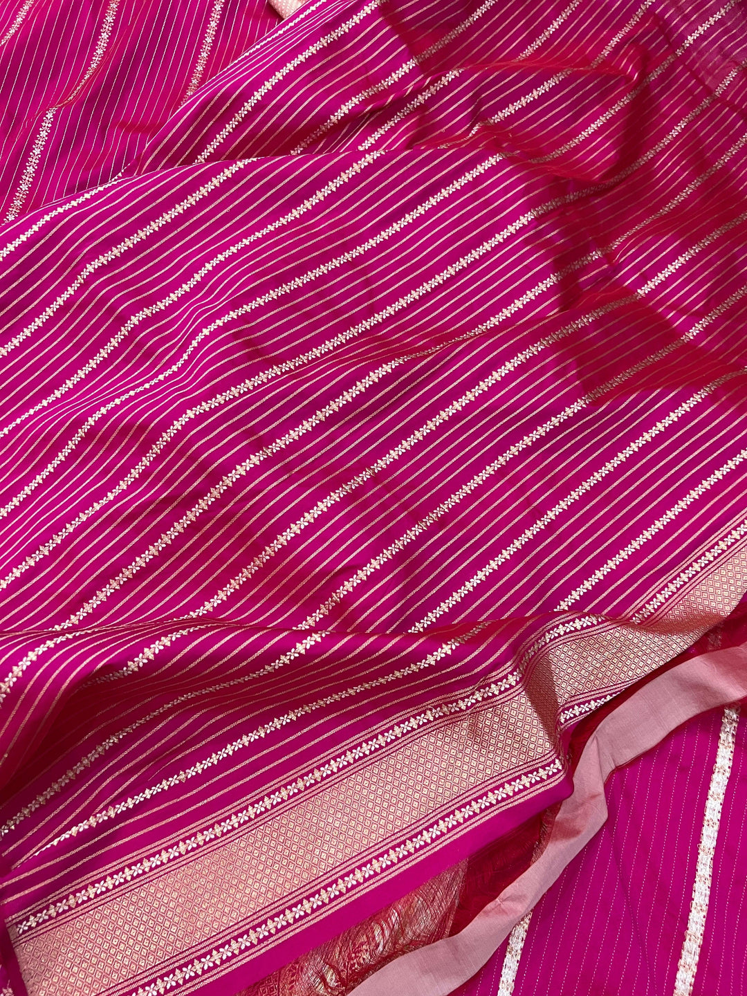 Soft Katan silk fabric with Sona Rupa stripe design – Banarasi handloom weave