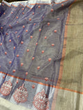 Purple Banarasi Handloom Semi Tissue Silk Saree - Aura Benaras