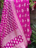 Rani Pink Banarasi Khaddi Georgette Suit - Aura Benaras