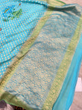 Blue Banarasi Handloom Pure Georgette Saree - Aura Benaras