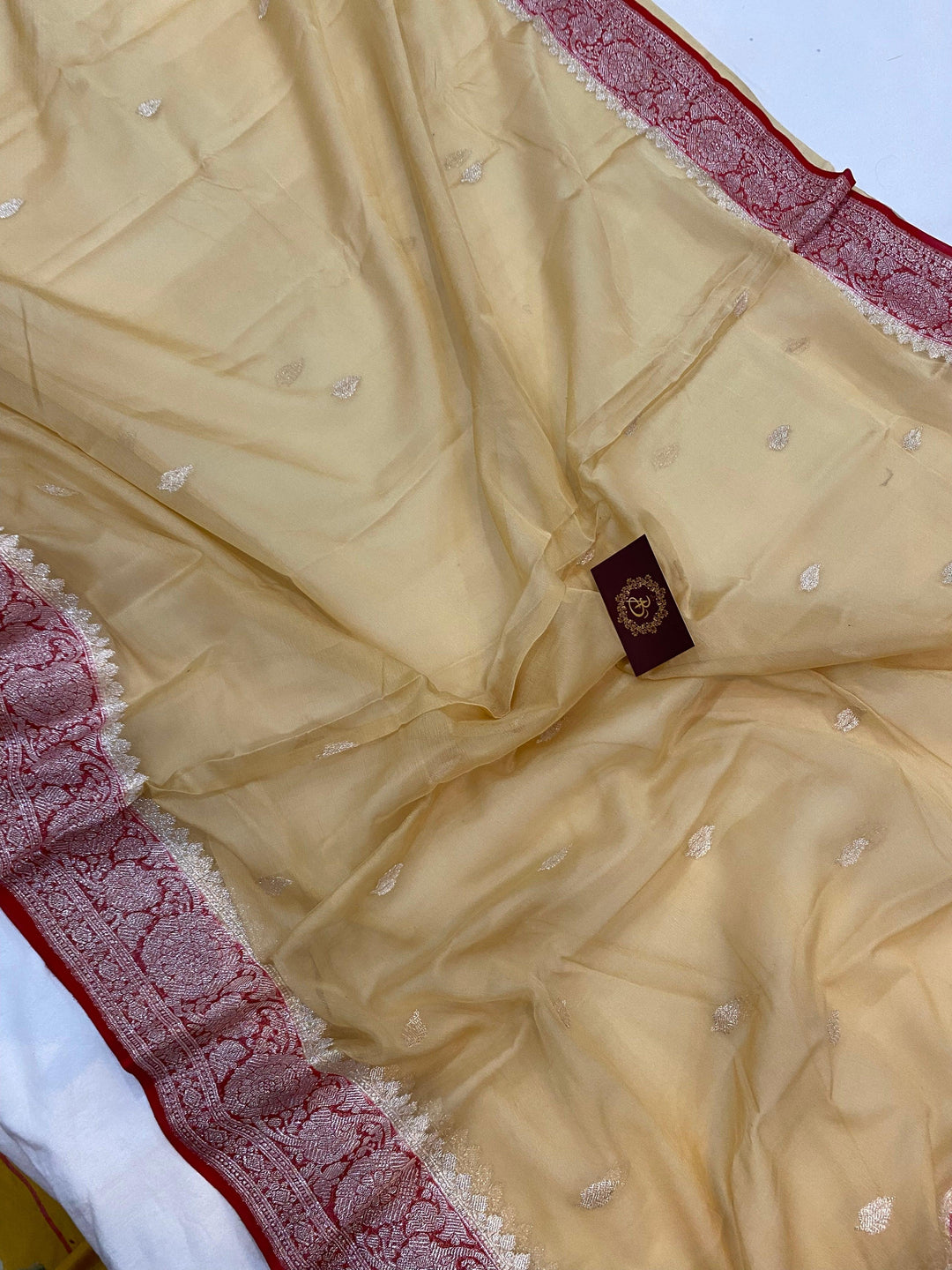 Beige Khaddi Chiffon Banarasi Handloom Saree - Aura Benaras