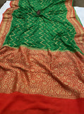 Green Banarasi Khaddi Georgette Saree - Aura Benaras