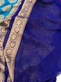 Blue Banarasi Khaddi Georgette Saree - Aura Benaras