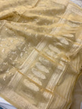 Golden Banarasi Handloom Kora Silk Saree - Aura Benaras