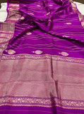Purple Pure Banarasi Handloom Silk Saree - Aura Benaras