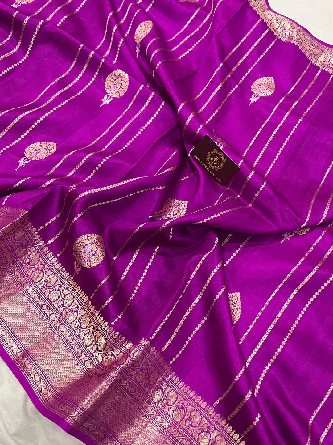 Purple Pure Banarasi Handloom Silk Saree - Aura Benaras