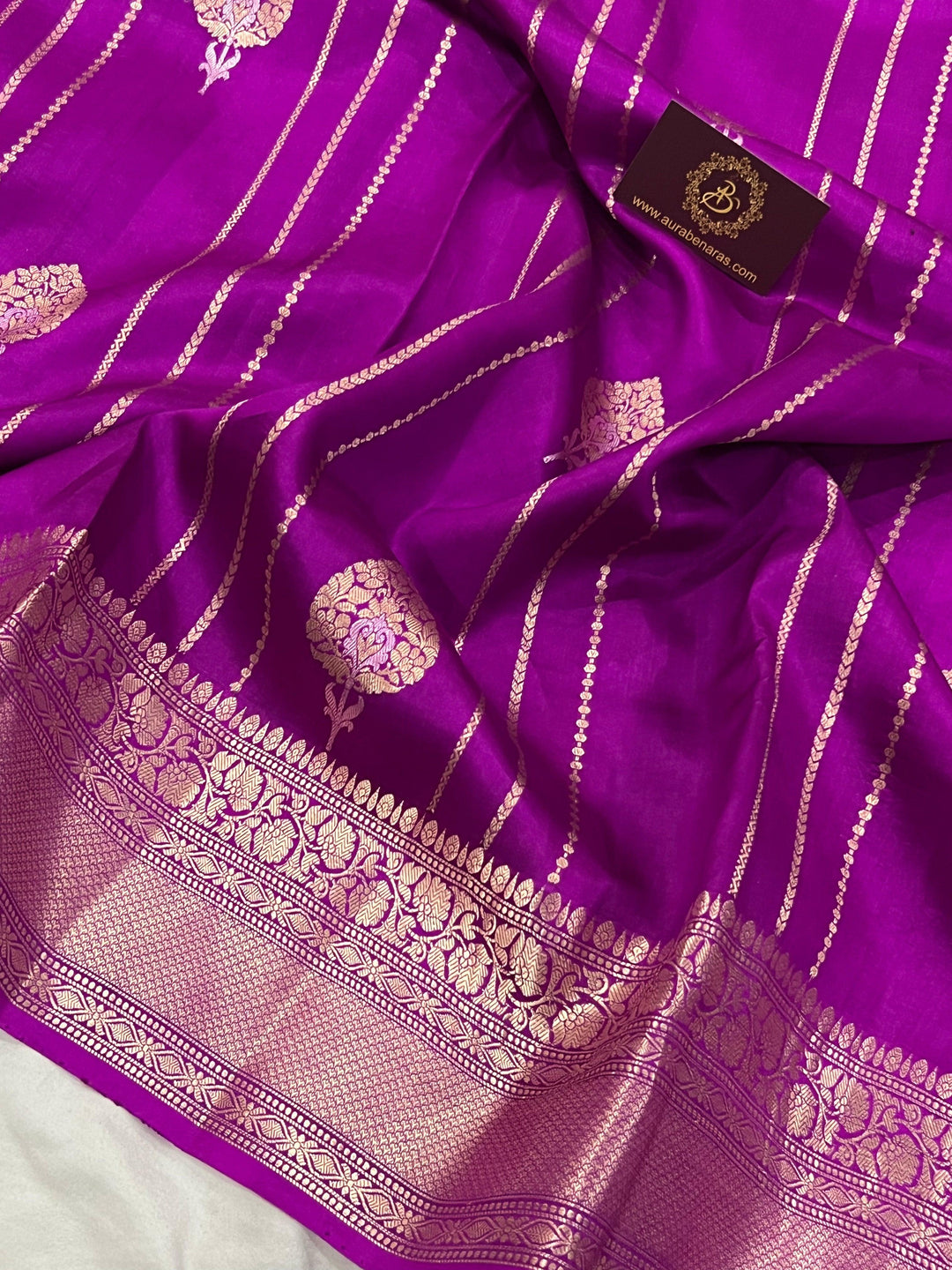 Purple Pure Banarasi Handloom Silk Saree - Aura Benaras