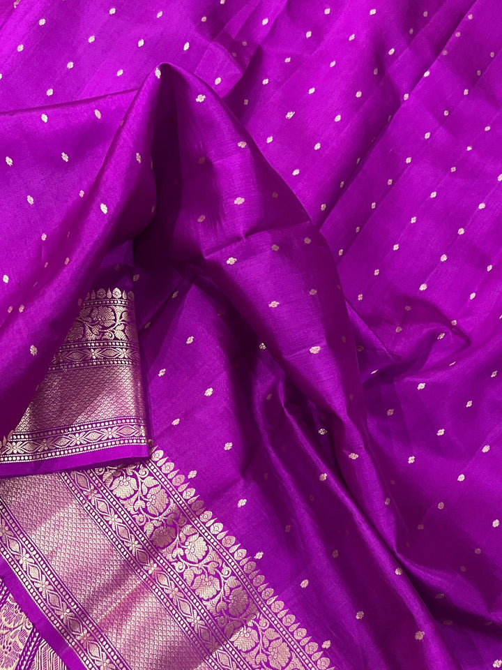 Purple Pure Banarasi Handloom Silk Saree - Aura Benaras
