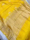 Yellow Pure Banarasi Handloom Silk Saree - Aura Benaras