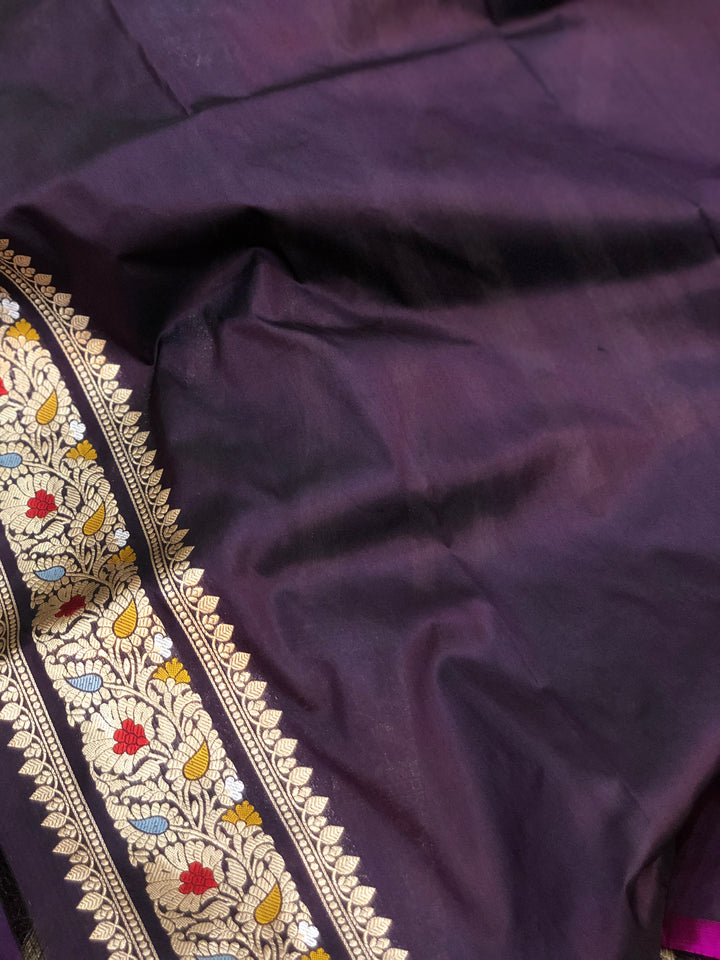 Deep Jamuni Jawamar Banarasi Pure Handloom Katan Silk Saree - Aura Benaras