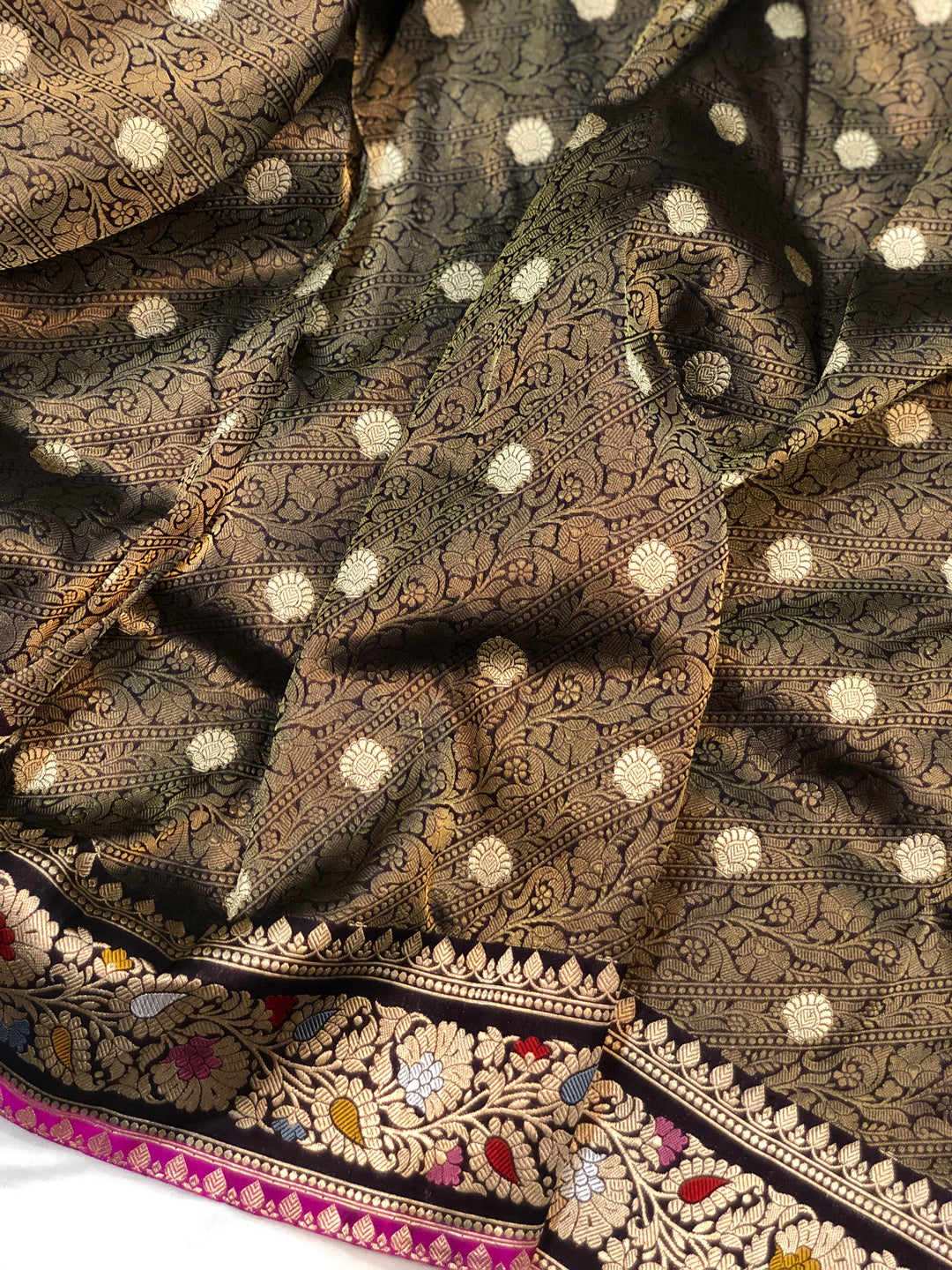 Deep Jamuni Jawamar Banarasi Pure Handloom Katan Silk Saree - Aura Benaras