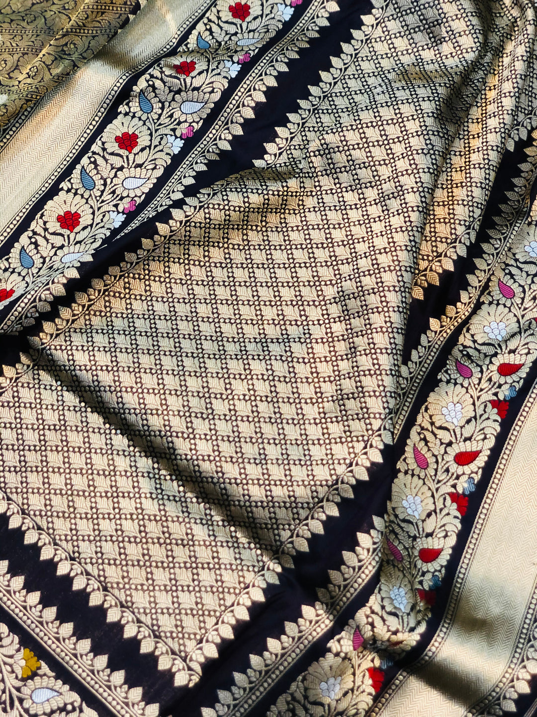 Steel Grey Jawamar Banarasi Pure Handloom Katan Silk Saree - Aura Benaras