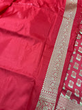 Strawberry Pink Banarasi Handloom Soft Silk Saree - Aura Benaras